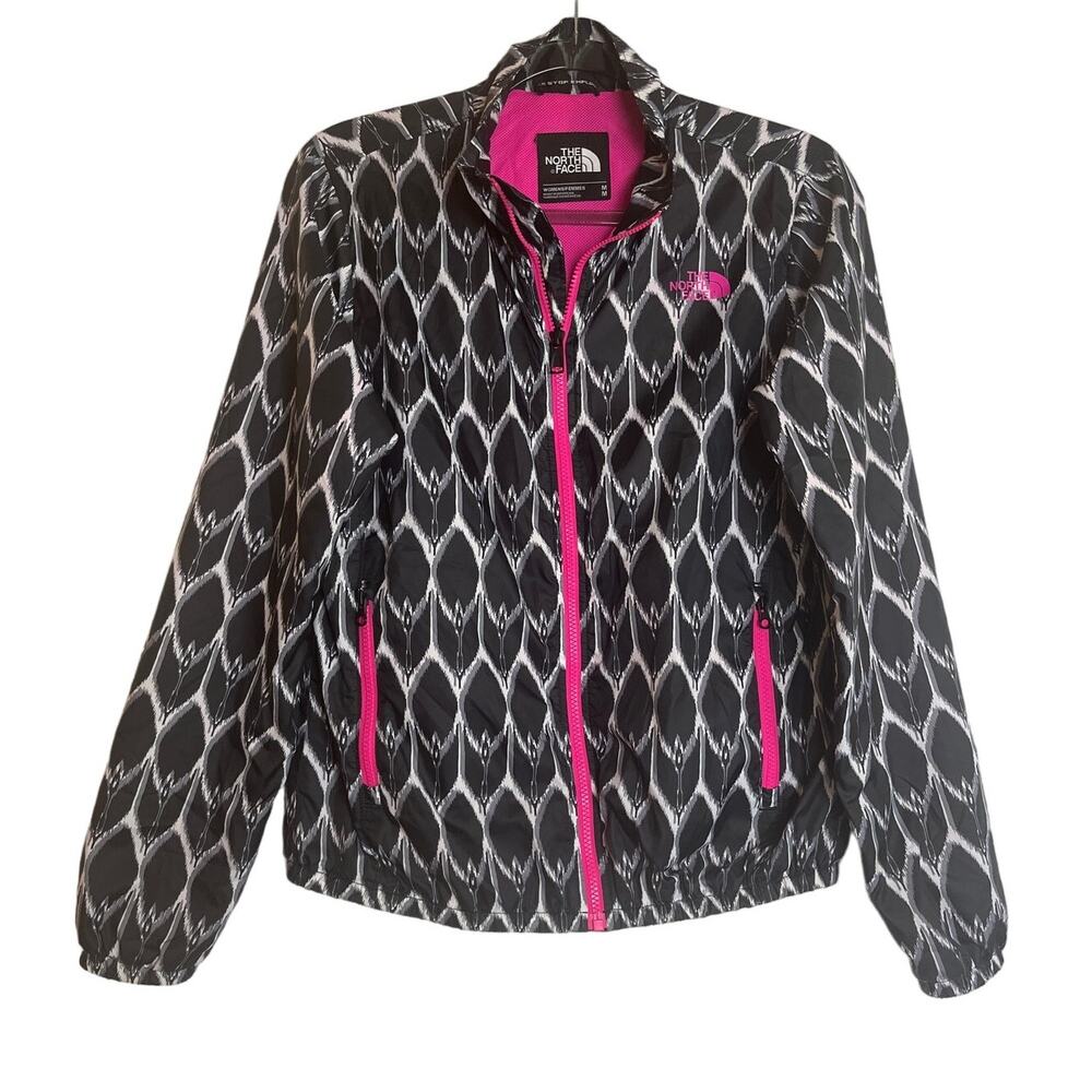 The North Face Womens Lightweight Jacket Size M Black White Pink Outdoors
